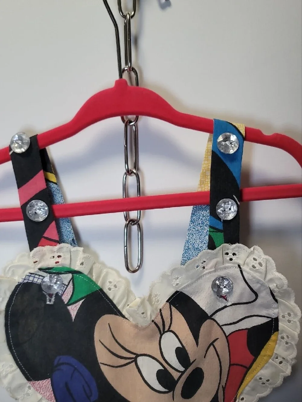 Disney Minnie Mouse Multicolor Ruffled Bib Dress with Jewel Straps